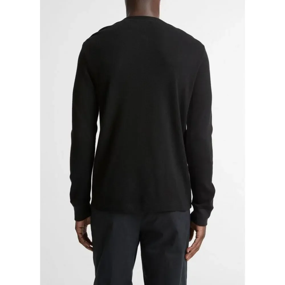 J. Crew Men's Oarsman Jacquard Rib-knit Henley Shirt Black Size Medium NWT